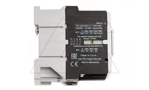 Контактор CNN 32 00 380/400V 50Hz, 3P, 32A/(50A по AC-1), 15kW(400VAC), 380/400VAC Rade Koncar даташит схема