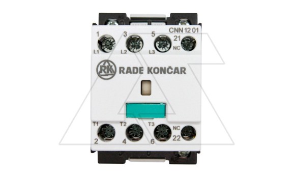 Контактор CNN 12 01 220/230V 50Hz, 3P, 12A/(25A по AC-1), 5.7kW(400VAC), 220/230VAC, 1NC Rade Koncar даташит схема