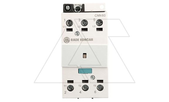 Контактор CNN 60 00 380/400V 50Hz, 3P, 60A/(85A по AC-1), 30kW(400VAC), 380/400VAC Rade Koncar даташит схема