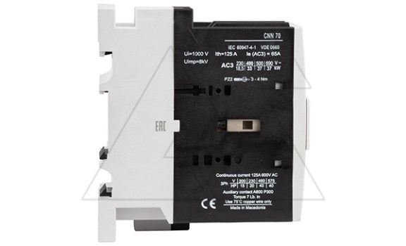 Контактор CNN 70 00 220/230V 50Hz, 3P, 65A/(90A по AC-1), 33kW(400VAC), 220/230VAC Rade Koncar даташит схема