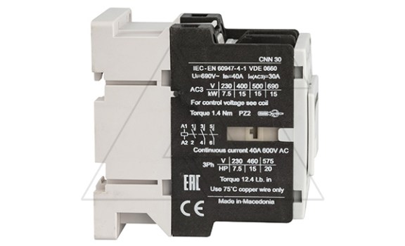 Контактор CNN 30 00 220/230V 50Hz, 3P, 30A/(40A по AC-1), 15kW(400VAC), 220/230VAC Rade Koncar даташит схема