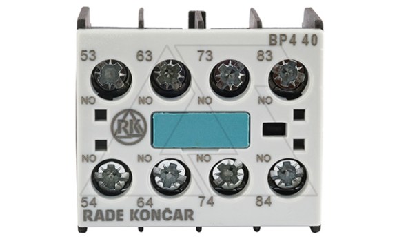 Блок-контакт вспом. BP4 40, 6A(230VAC), 4NO, фронт. монтаж, для CNN 9_70 Rade Koncar даташит схема