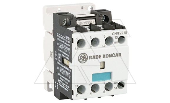 Контактор CNN 22 10 220/230V 50Hz, 3P, 22A/(30A по AC-1), 11kW(400VAC), 220/230VAC, 1NO Rade Koncar даташит схема