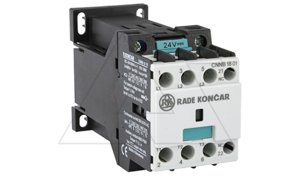 Контактор CNNB 18 01, 24VDC, 3P, 18A/(30A по AC-1), 7.5kW(400VAC), 1NC, Uk=24VDC фото