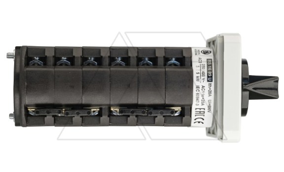 Переключатель BS 16 89 U, 2P, 20A, тип 1-2-3-4-5-6, 2NO на 1_6, на дверь, фронт IP40 Rade Koncar даташит схема