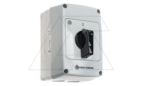 Переключатель PNGBS 25 92, 4P, 25A, тип 0-1, 11kW(400VAC по АС-23), черная рукоятка, в корпусе IP65 Rade Koncar даташит схема