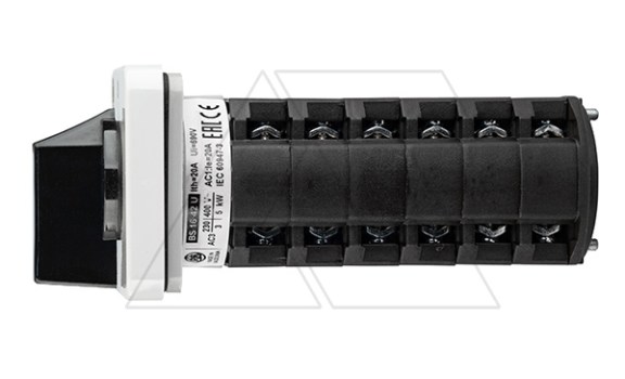 Переключатель BS 16 42 U, 12P, 20A, тип 0-1 (60°), 12NO на 1, 7.5kW(400VAC по АС-23), на дверь, фронт IP40 Rade Koncar даташит схема