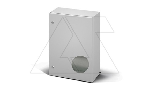Щит ECOR моноблочный 600x400x200мм (ВхШхГ) навесной с монтажной панелью, EMC-версия, 1 глухая дверь, 2 замка, RAL7035, IP66 фото