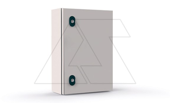 Щит ECOR моноблочный 600x600x350мм (ВхШхГ) навесной с монтажной панелью, 1 глухая дверь, 2 замка, 2 пластины кабельного ввода, RAL7035, IP66 фото