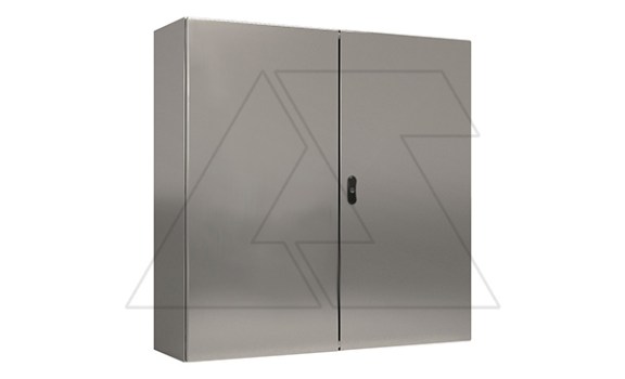 Щит ECOR моноблочный 1200x1000x300мм (ВxШxГ) из нерж. стали навесной с монт. панелью двудверный, ригельный замок, дно глухое, IP55 фото