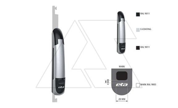 Ручка с рычагом для ENUX/EMOX/ECOMP из нержавеющей стали без логотипа, RAL9005 + e-coating 