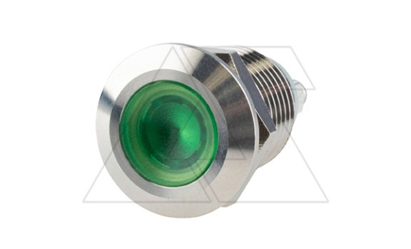 Индикатор FM12L, зеленый, LED 24VAC/DC, 12mm, винт. зажим, нерж. сталь, IK10, IP67 фото