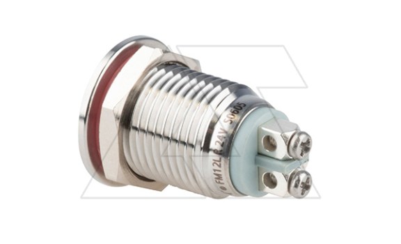 Индикатор FM12L, красный, LED 24VAC/DC, 12mm, винт. зажим, нерж. сталь, IK10, IP67 APT даташит схема