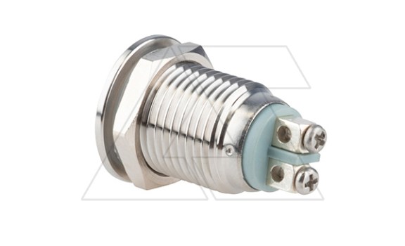 Индикатор FM12L, белый, LED 24VAC/DC, 12mm, винт. зажим, нерж. сталь, IK10, IP67 APT даташит схема