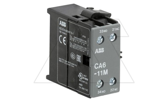 Блок-контакт боковой CA6-11M (1NO+1NC) для B, 4A-AC15 монтаж слева фото