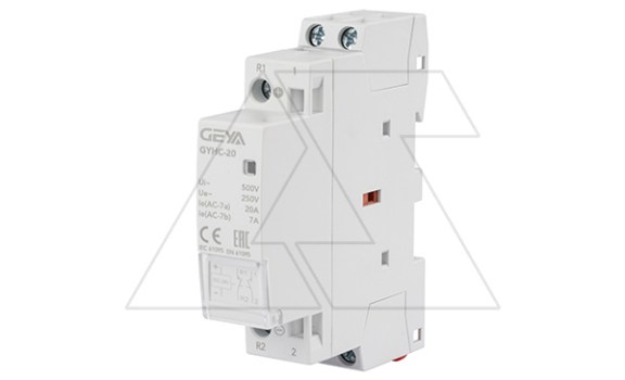 Контактор модульный GYHC-2P, 20A, 1NO+1NC, 24VDC, 1M фото