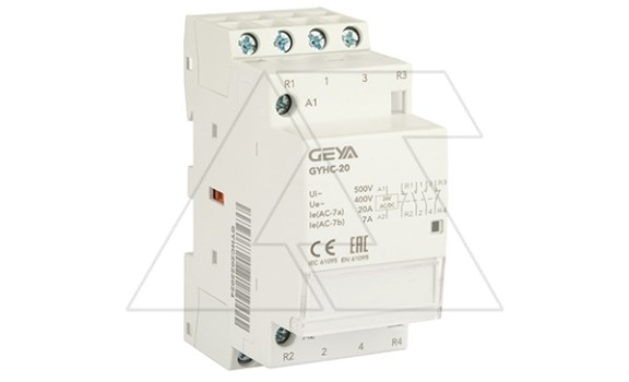 Контактор модульный GYHC-4P, 20A, 2NO+2NC, 24VAC/DC, 2M фото
