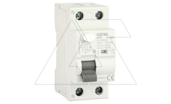 УЗО GYL9-2P-63A-300mA, 2P, 63A, 6 kA, 300mA, тип A, 2M фото