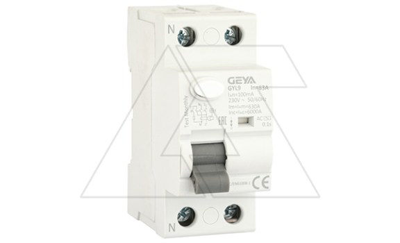 УЗО GYL9-2P-63A-100mA, 2P, 63A, 6 kA, 100mA, тип AC, 2M фото