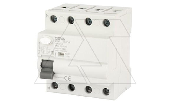 УЗО GYL9-4P-25A-30mA, 4P, 25A, 6 kA, 30mA, тип AC, 4M фото