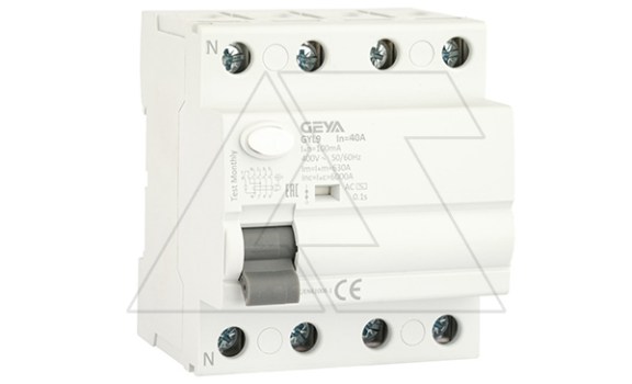 УЗО GYL9-4P-40A-100mA, 4P, 40A, 6 kA, 100mA, тип AC, 4M фото