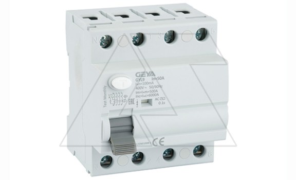 УЗО GYL9-4P-50A-100mA, 4P, 50A, 6 kA, 100mA, тип AC, 4M фото