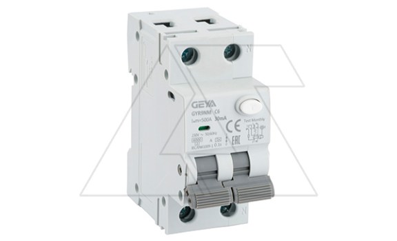 Дифф. авт. выключатель GYR9NM-C6-30mA, 1P+N, 6A, хар-ка C, 6 kA, 30mA, тип A, 2M фото