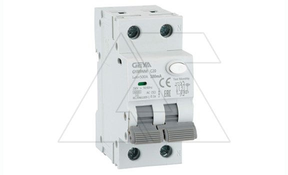Дифф. авт. выключатель GYR9NM-C20-100mA, 1P+N, 20A, хар-ка C, 6 kA, 100mA, тип AC, 2M фото