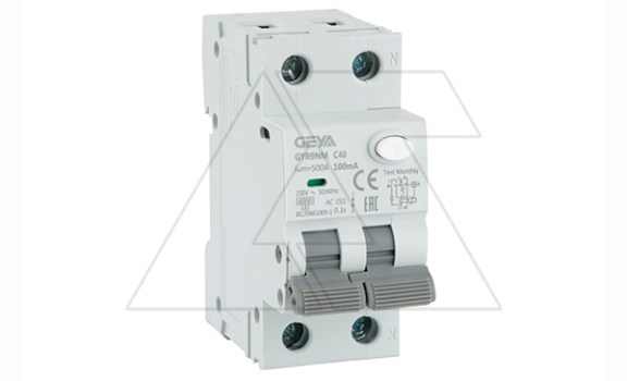 Дифф. авт. выключатель GYR9NM-C40-100mA, 1P+N, 40A, хар-ка C, 6 kA, 100mA, тип AC, 2M фото