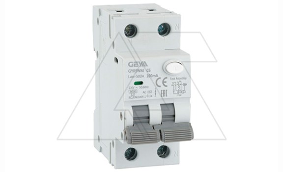 Дифф. авт. выключатель GYR9NM-C6-100mA, 1P+N, 6A, хар-ка C, 6 kA, 100mA, тип AC, 2M фото