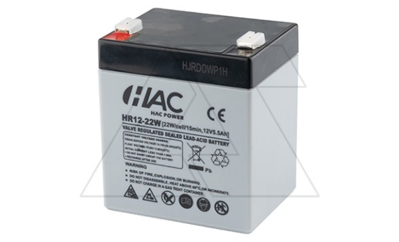Батарея аккумуляторная HAC HR12-22W, F2, 12V/5.5Ah, 90х70х101(107) ДхШхВ, 1.6 кг, 8 лет фото