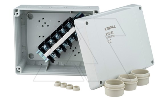 Коробка монтажная пластиковая K9255Z с клемником 200х160х98, IP65 Kripal даташит схема