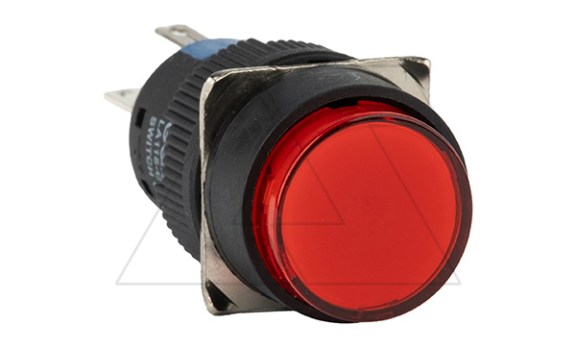 Кнопка плоская LA115-C, возврат, красная, круглая, подсветка 24VAC/DC, 1CO, 16mm, IP40 фото