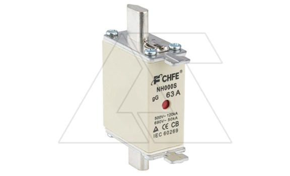 Вставка плавкая NH000S, 20A, 500VAC, 120kA, тип gG, с двойной индикацией фото