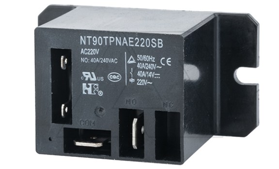 Реле NT90TPNAEAC220VSB, 1NO, 40A(240VAC/30VDC), AgSnO2, 220VAC, 130°C, FASTON 250, монтаж на панель, IP40 фото