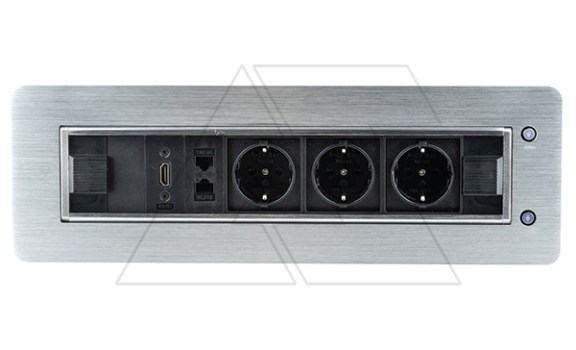 Блок розеточный встраиваемый 2хRJ45 кат. 5e UTP + HDMI + 3x2P+E со шторками, с электроприводом, кабель 1,5м, 3680вт, алюминий ORNO даташит схема