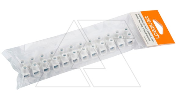 Клеммник T85 разрезаемый, 12шт, 16mm², 76A, 450V, полипропилен, белый, индивидуальная упаковка Zenitech даташит схема