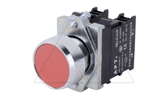Кнопка плоская PB1S, красная, без фиксации, без подсветки, 1NC, 6A 230VAC/24VDC, 22mm, IP65 фото