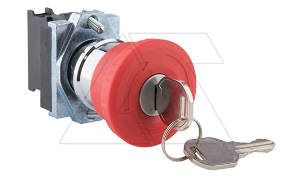 Кнопка аварийной остановки PB1S 40mm, разблок. ключом, 1NC, 6A 230VAC/24VDC, 22mm, IP65 фото