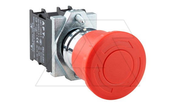 Кнопка аварийной остановки PB1S 40mm, разблок. поворотом, 2NC, 6A 230VAC/24VDC, 22mm, IP65, триггерный тип фото