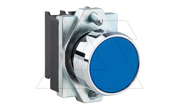 Кнопка плоская PB1S, синий, без фиксации, без подсветки, 1NO, 6A 230VAC/24VDC, 22mm, IP65 фото