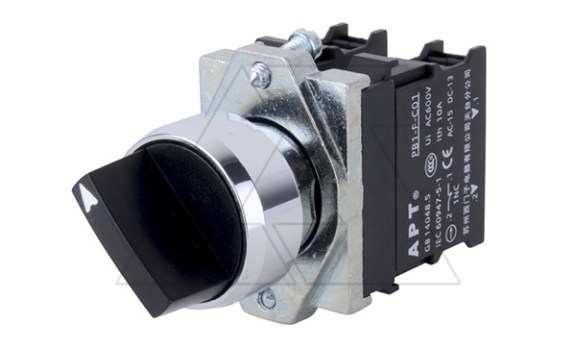 Переключатель PB1S, черный, 0-I, фиксация, 1NO, 6A 230VAC/24VDC, без подсветки, 22mm, IP65 фото