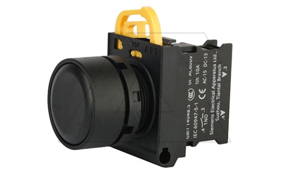 Кнопка плоская PB3E, черная, без фиксации, без подсветки, 1NO, 6A 230VAC/24VDC, 22mm, IP65 фото