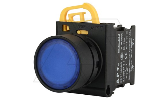Кнопка плоская PB3E, синяя, без фиксации, с подсветкой без LED, 1NO, 6A 230VAC/24VDC, 22mm, IP65 фото