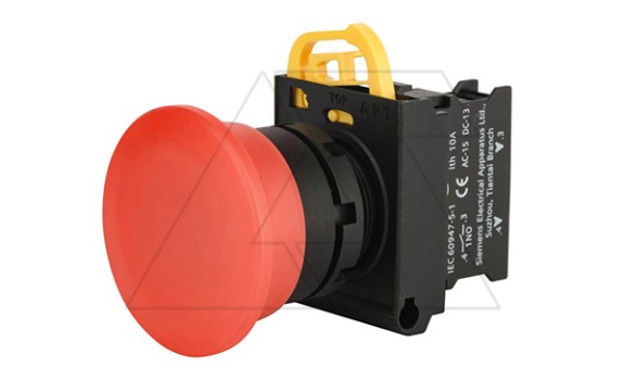 Кнопка грибовидная 40mm PB3E, красная, без фиксации, без подсветки, 1NO, 6A 230VAC/24VDC, 22mm, IP65 фото