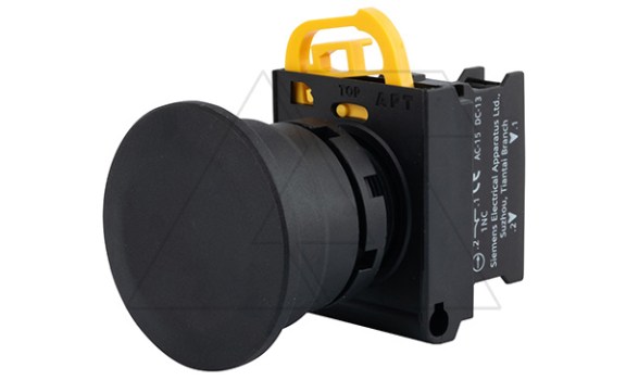 Кнопка грибовидная 40mm PB3E, черная, с фиксацией, без подсветки, 1NC, 6A 230VAC/24VDC, 22mm, IP65 фото