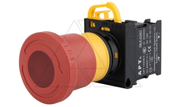 Кнопка аварийной остановки PB3E 40mm, разблок. поворотом, 1NC, 6A 230VAC/24VDC, с подсветкой без LED, 22mm, IP65 фото
