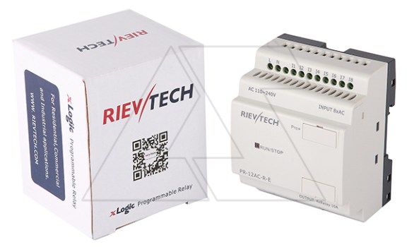 Программируемый логический контроллер PR-12AC-R-E, 110_240VAC, 8DI, 4RO, RTC, RS232, нерасширяемый Rievtech даташит схема