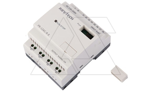 Программируемый логический контроллер PR-12AC-R-E, 110_240VAC, 8DI, 4RO, RTC, RS232, нерасширяемый Rievtech даташит схема