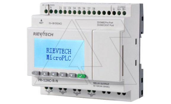 Программируемый логический контроллер PR-12AC-R-N, 110_240VAC, 8DI, 4RO, RTC, SD, RS485, Ethernet, ЖКИ Rievtech даташит схема